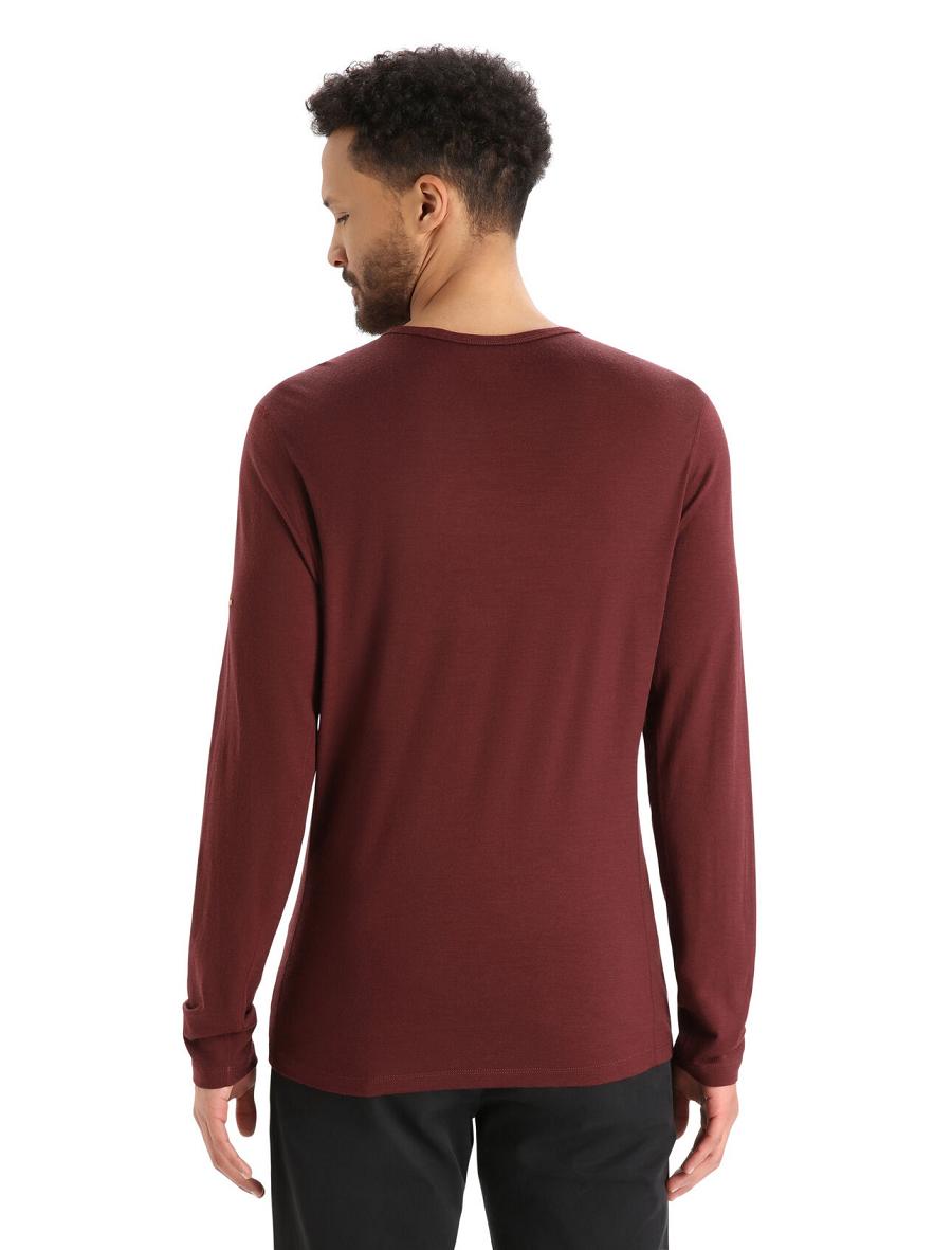 Men's Icebreaker Merino 200 Oasis Long Sleeve Crewe Last Run Base Layers Espresso | CA 1608ZUTG